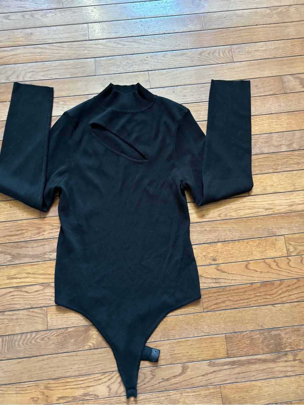 Fashion Nova Black Mock-Neck Cutout Sweater Bodysuit